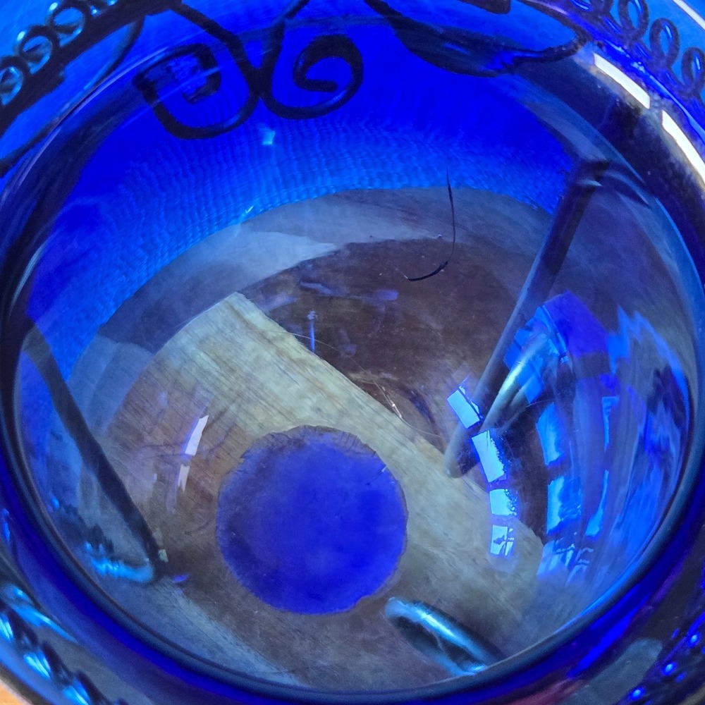 Cobalt Blue Glass Candle Holders Set of 2 Metal Stand Decorative Home Decor - Picture 4 of 12